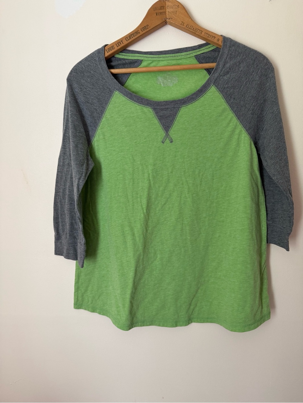 Xhilaration Green and Gray Raglan Long Sleeve Tee